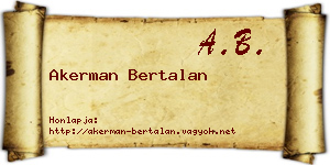 Akerman Bertalan névjegykártya